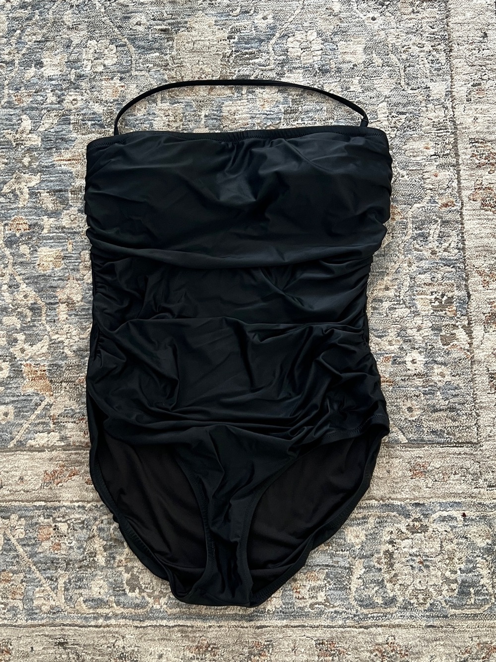 JCrew Classic Women’s Black Ruched One-Piece Swimsuit. Size 16 Like New